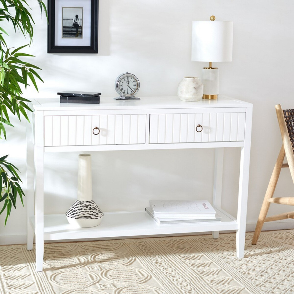 Kalah 2 Drawer Console Table  White   Transitional   Console Tables   by Rustic Home Furniture Deco  Houzz