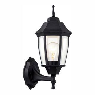 Hampton Bay 14.5 in. Black Dusk to Dawn Decorative Outdoor Wall Lantern G14796-BK