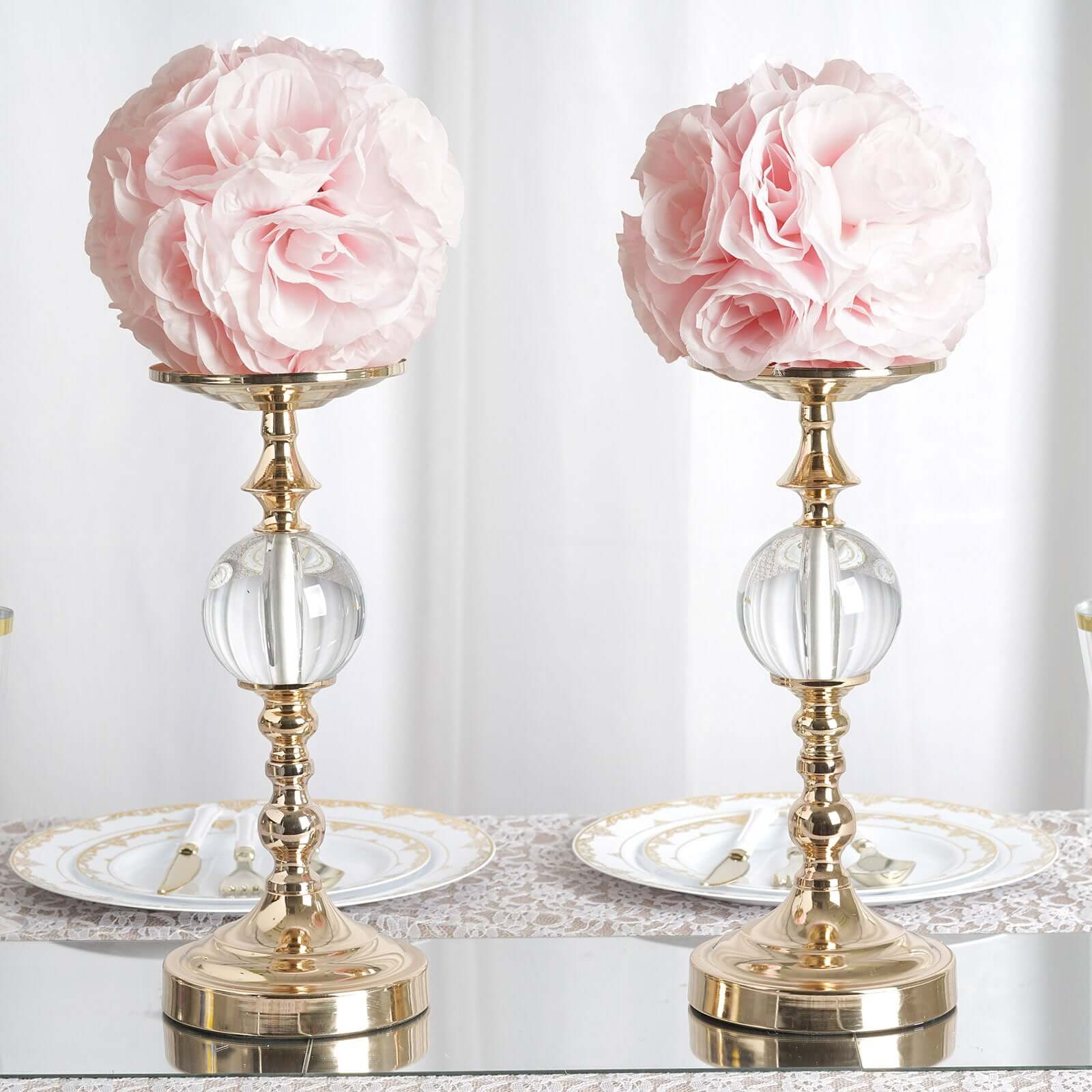 2 Pack Blush Artificial Silk Rose Kissing Ball, Flower Ball 7