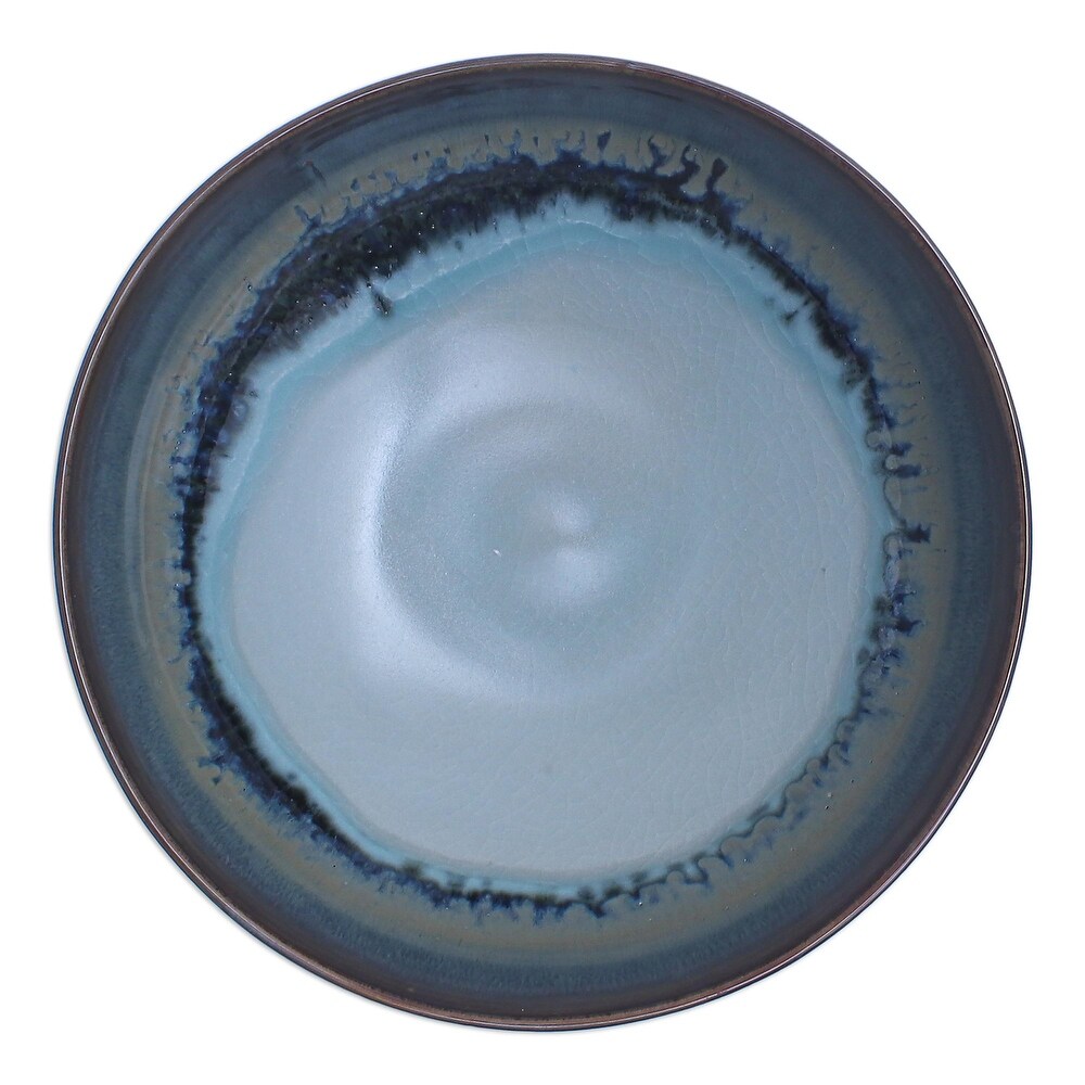 Novica Handmade Blue Crush Ceramic Soup Bowl