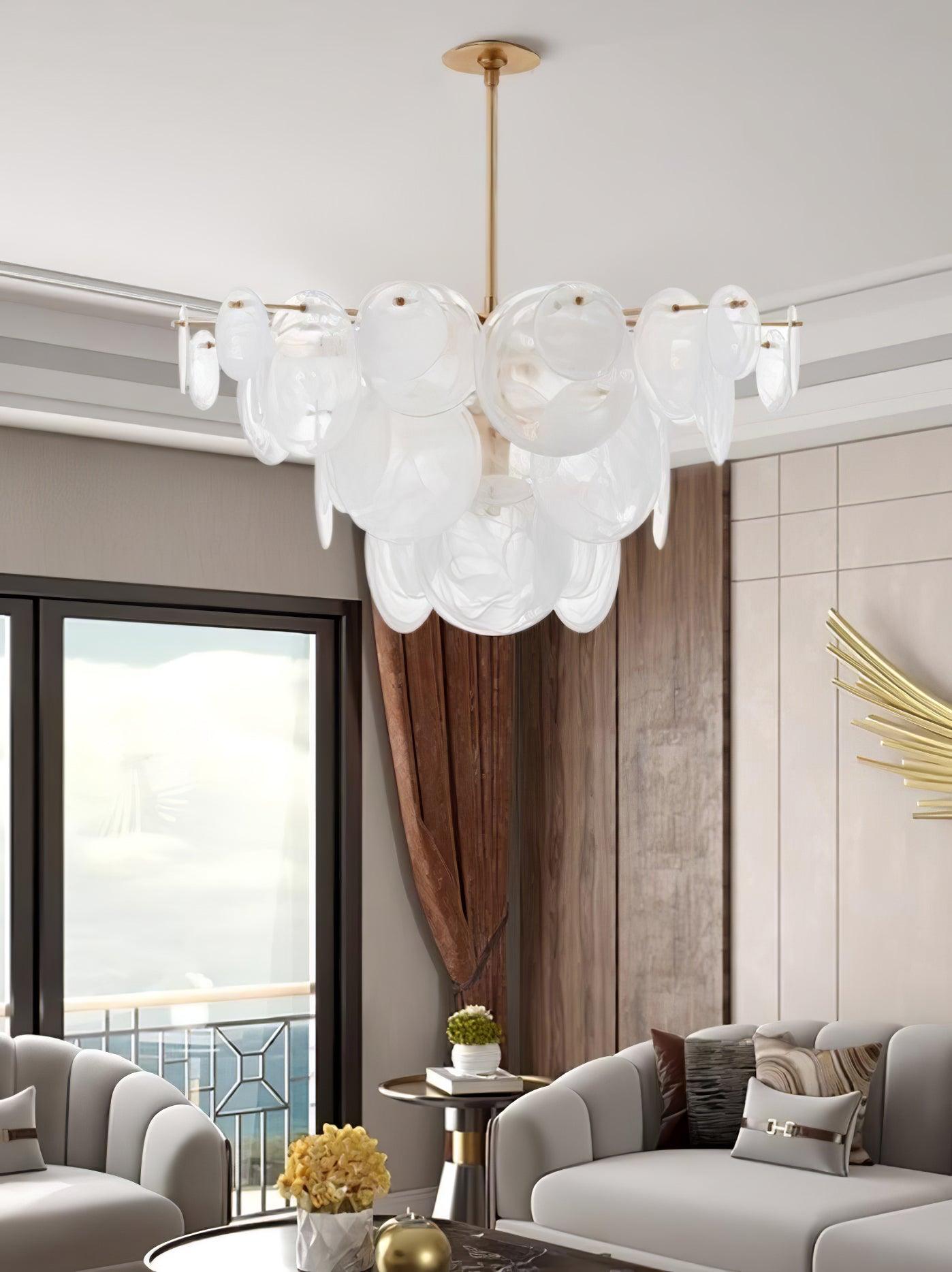 Brass Discs Cascading Chandelier