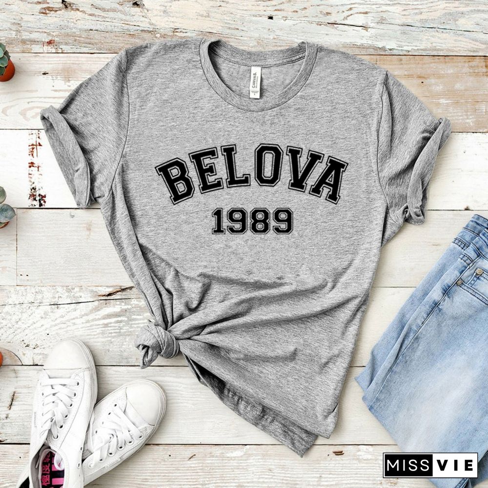 Belova 1989 T Shirt Black Widow Yelena Belova Shirt Natasha Romanoff Superhero Tee Unisex Graphic T Shirts Short Sleeve Tshirts