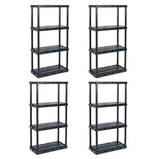 GRACIOUS LIVING 12 in. W x 33 in. H x 24 in. D Plastic Knect A Shelf Light Fixed Storage 4-Shelf Shelving Unit (4-Pack) 4 x 91089-1C