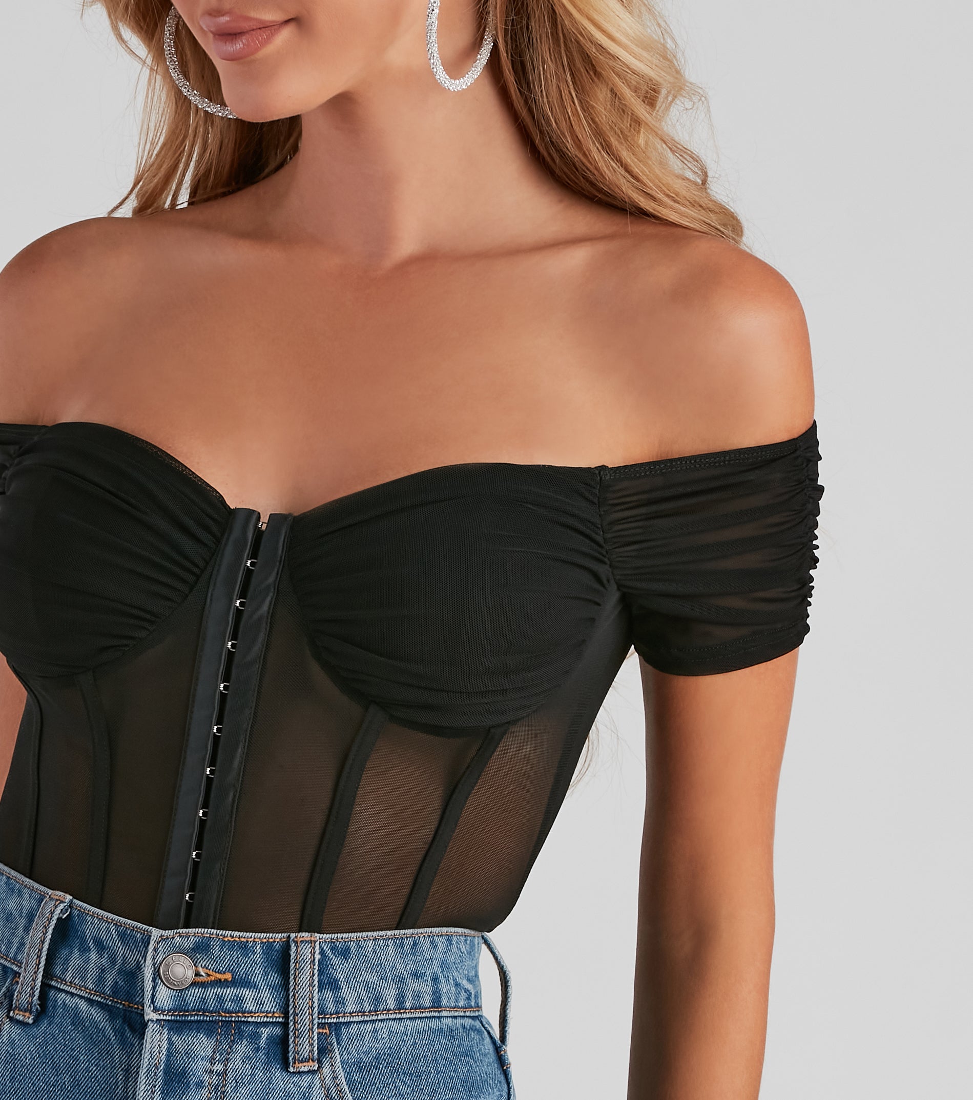 So Chic Mesh Bustier Bodysuit