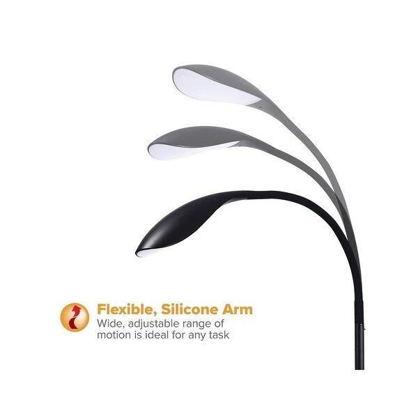 Adjustable Silicone Neck LED Floor Lamp, 12W, 800 Lumens, Black