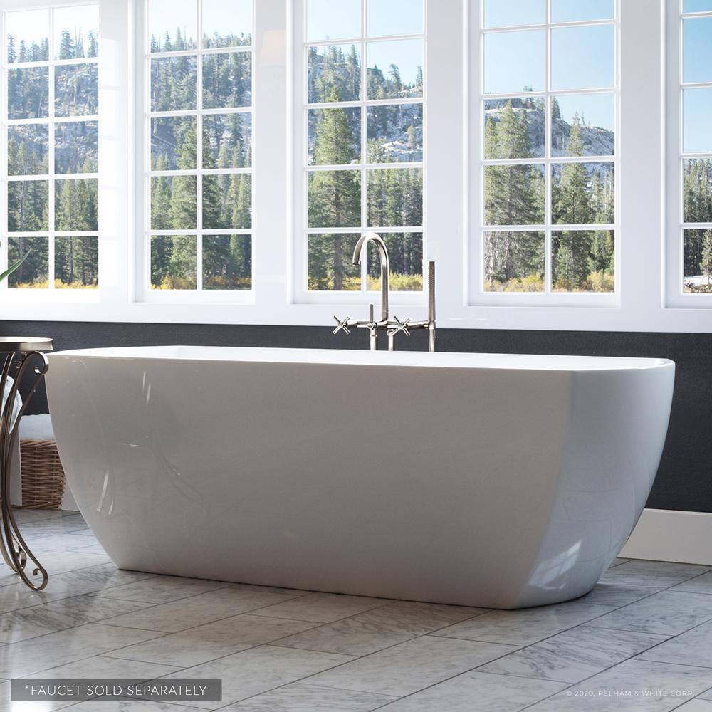 PELHAM  WHITE W-I-D-E Series Bloomfield 67 in. Acrylic Freestanding Tub in White Drain in White PW82083-W