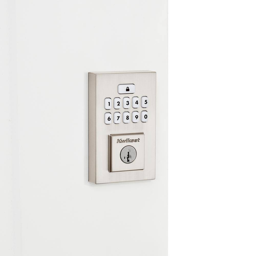 Kwikset SmartCode 260 Contemporary Satin Nickel Keypad Single Cylinder Electronic Deadbolt Featuring SmartKey Security 9260CNT15SMTRBP