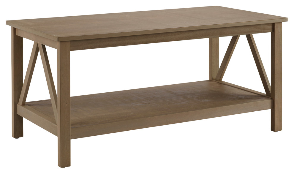 Titian Rustic Gray Coffee Table  44W X 21.97D X 20H  Rustic Gray   Transitional   Coffee Tables   by Linon Home Decor Products  Houzz