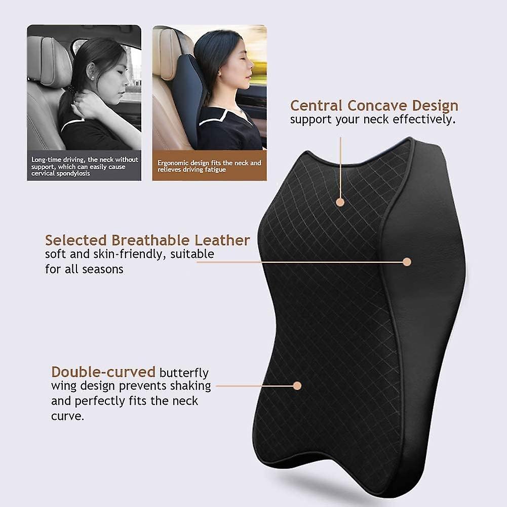 Car Seat Headrest Neck Rest Cushion - Ergonomic Car Neck Pillow Durable 100% Pure Memory Foam Carseat Neck Support - Comfty Car Seat Back Pillows(blac