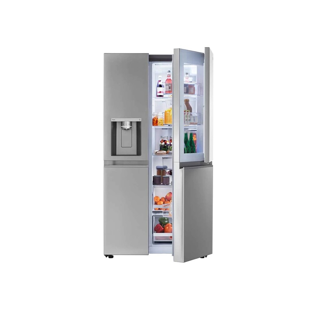 LG 27 cu. ft. Side By Side Door in Door Refrigerator with Craft Ice  Print Proof Stainless Steel