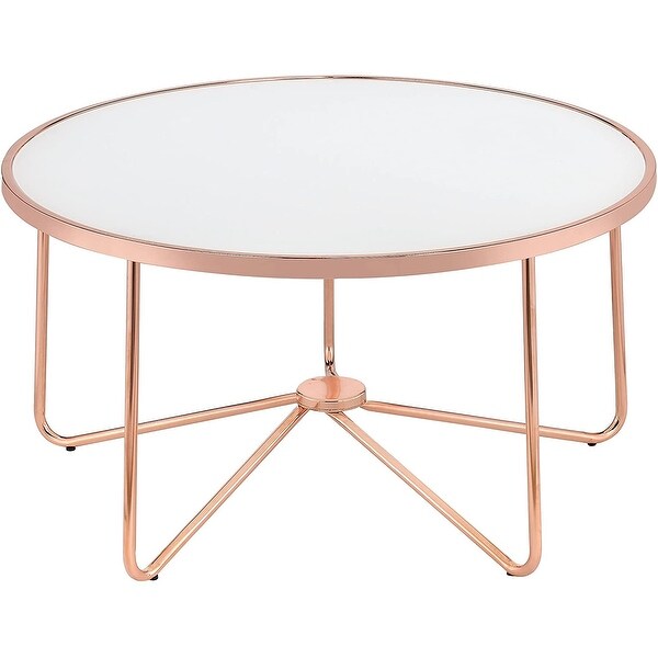 Topcraft Round Glass Coffee Table Rose Gold and Frosted