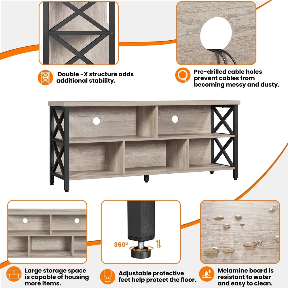 Yaheetech 65 Inch Industrial TV Stand with 5 Storage Cabinets for TVs