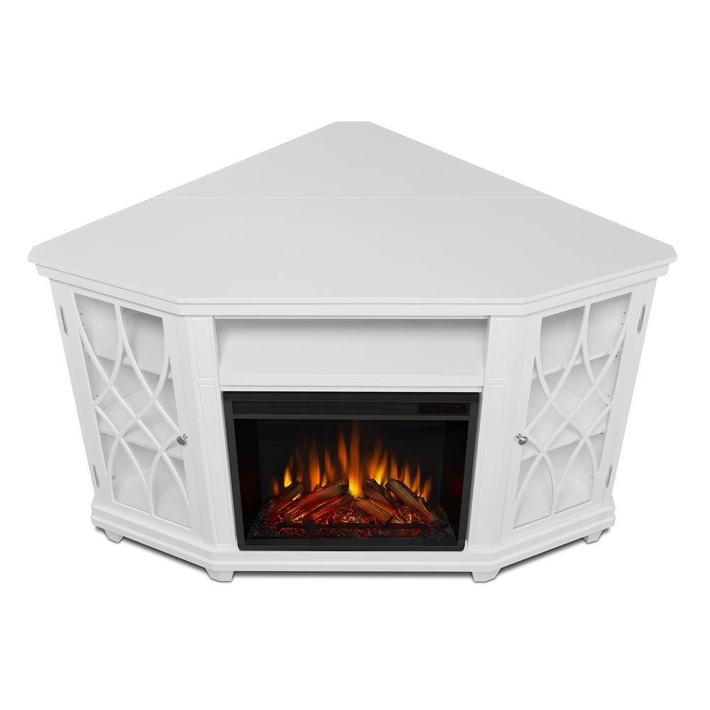 Real Flame Lynette 56 in. Corner Electric Fireplace in White 1750E-W