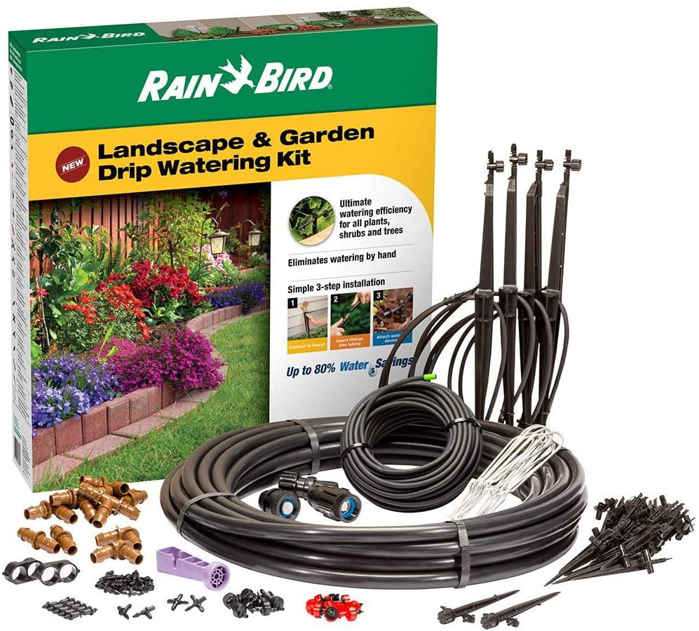 Rain Bird LNDDRIPKIT Drip Irrigation Landscape & Garden Watering Kit with Drippers, Micro-Bubblers and Micro-Sprays