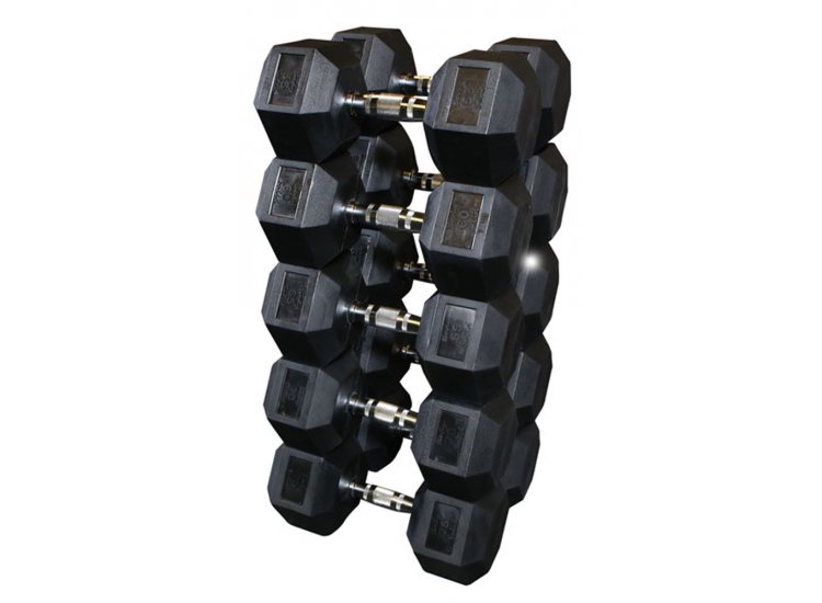 Body-Solid Rubber Coated 55-75 lbs. Hex Dumbbell Set