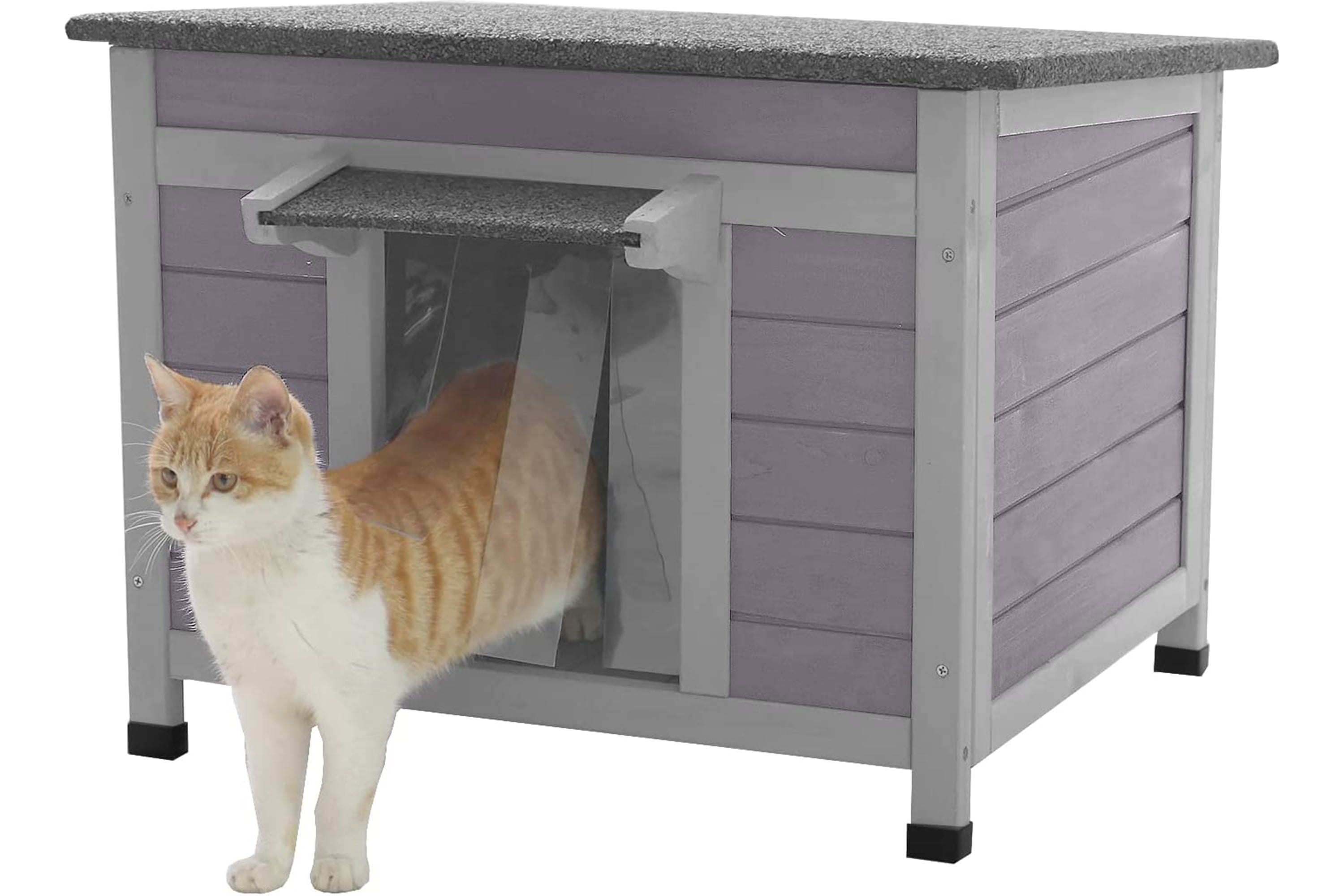 Morgete 22.3'' Small Cat House for Feral Cat， Wood Shelter for Small Animals