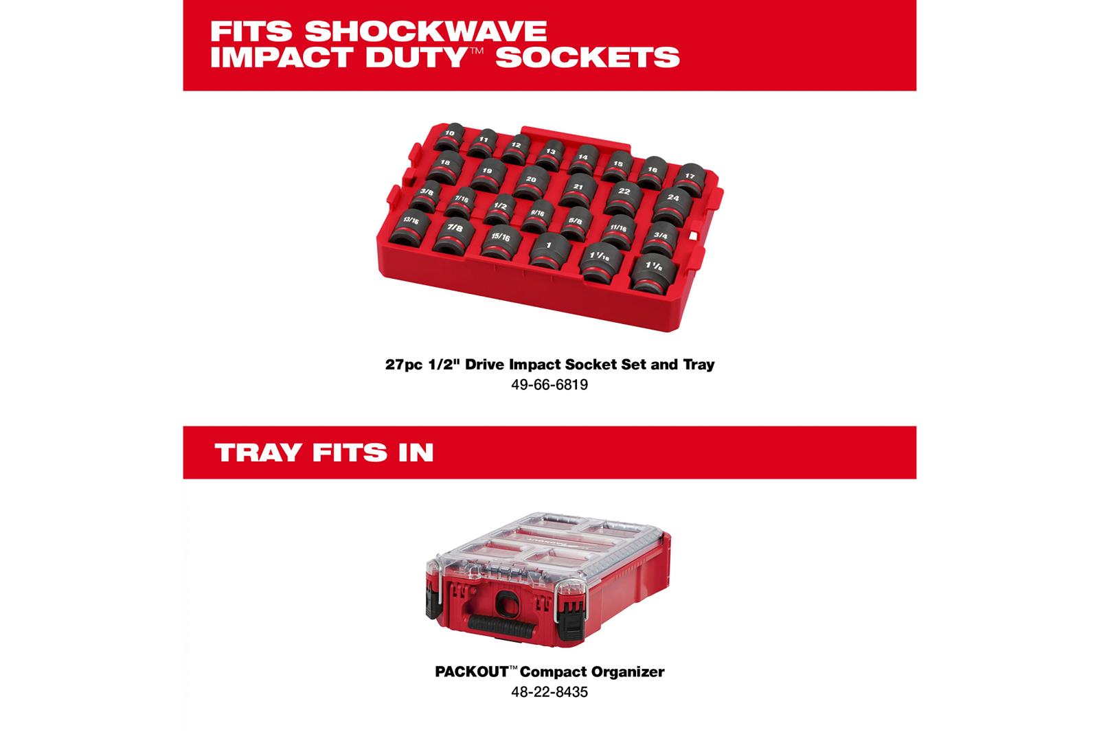 Milwaukee Tool 49-66-6819 Milwaukee PACKOUT SHOCKWAVE Impact-Duty Sockets Sets