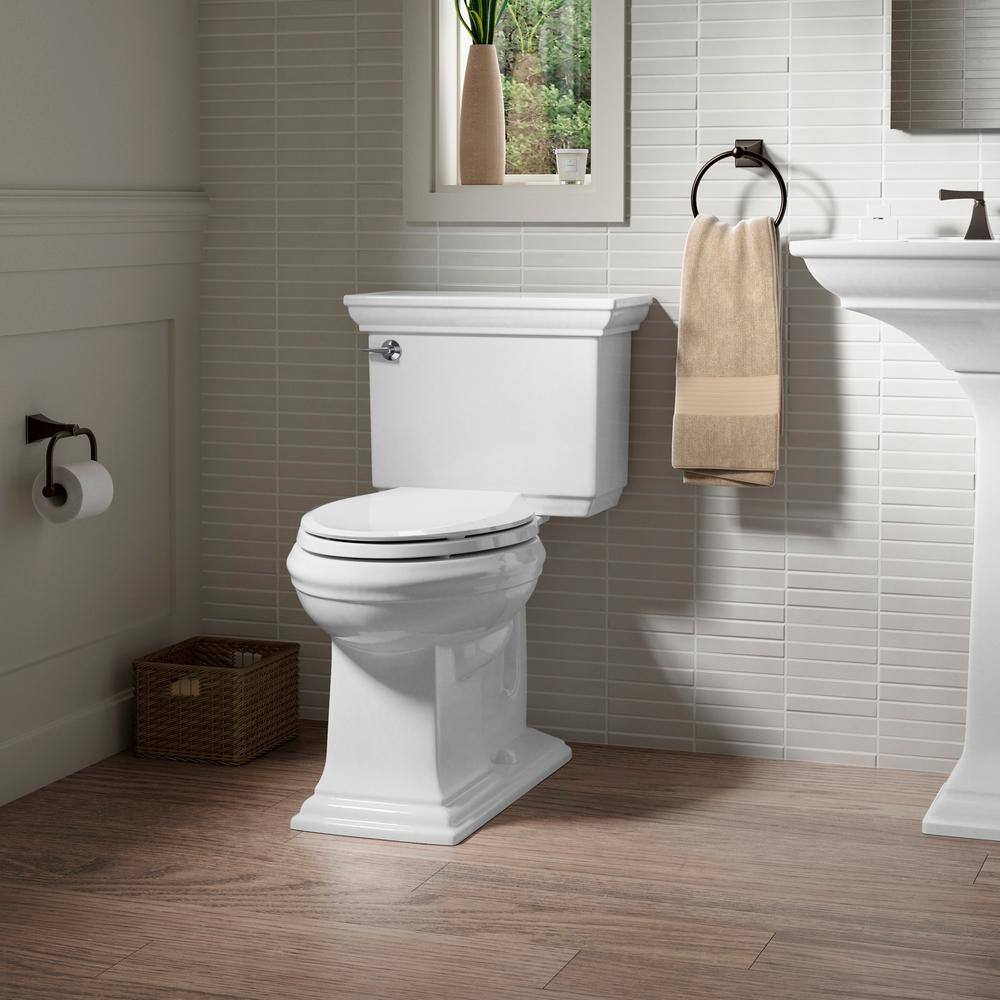 KOHLER Memoirs Stately 2-Piece 1.28 GPF Single Flush Elongated Toilet with AquaPiston Flush Technology in White K-3817-0