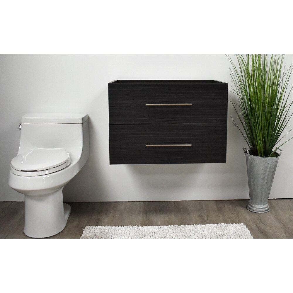 Volpa USA Napa 30 inch Black Ash Wall Mounted Floating Bathroom Cabinet