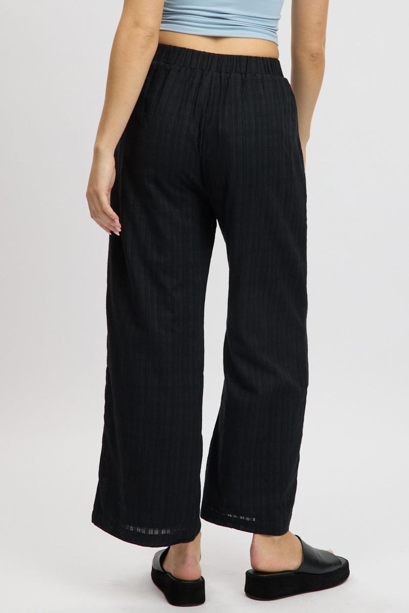 Black Wide Leg Pants Elasticated Waist