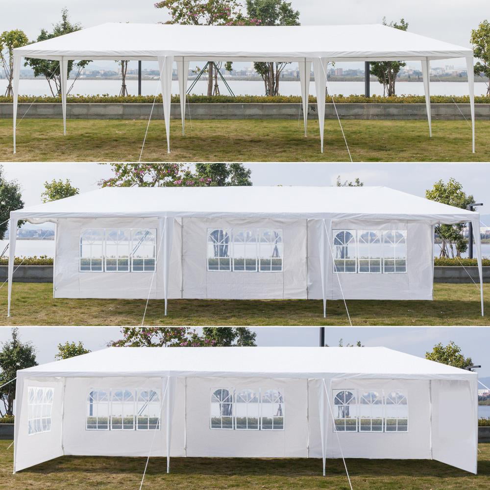 UBesGoo 10' x 30' Wedding Party White Tent Gazebo Pavilion Event Canopy W/5 Sidewalls