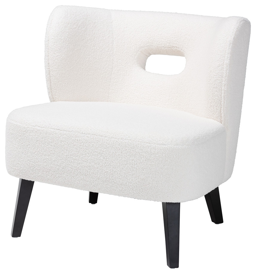 Modern Ivory Boucle Upholstered and Black Finished Wood Accent Chair   Midcentury   Armchairs And Accent Chairs   by Imtinanz  LLC  Houzz