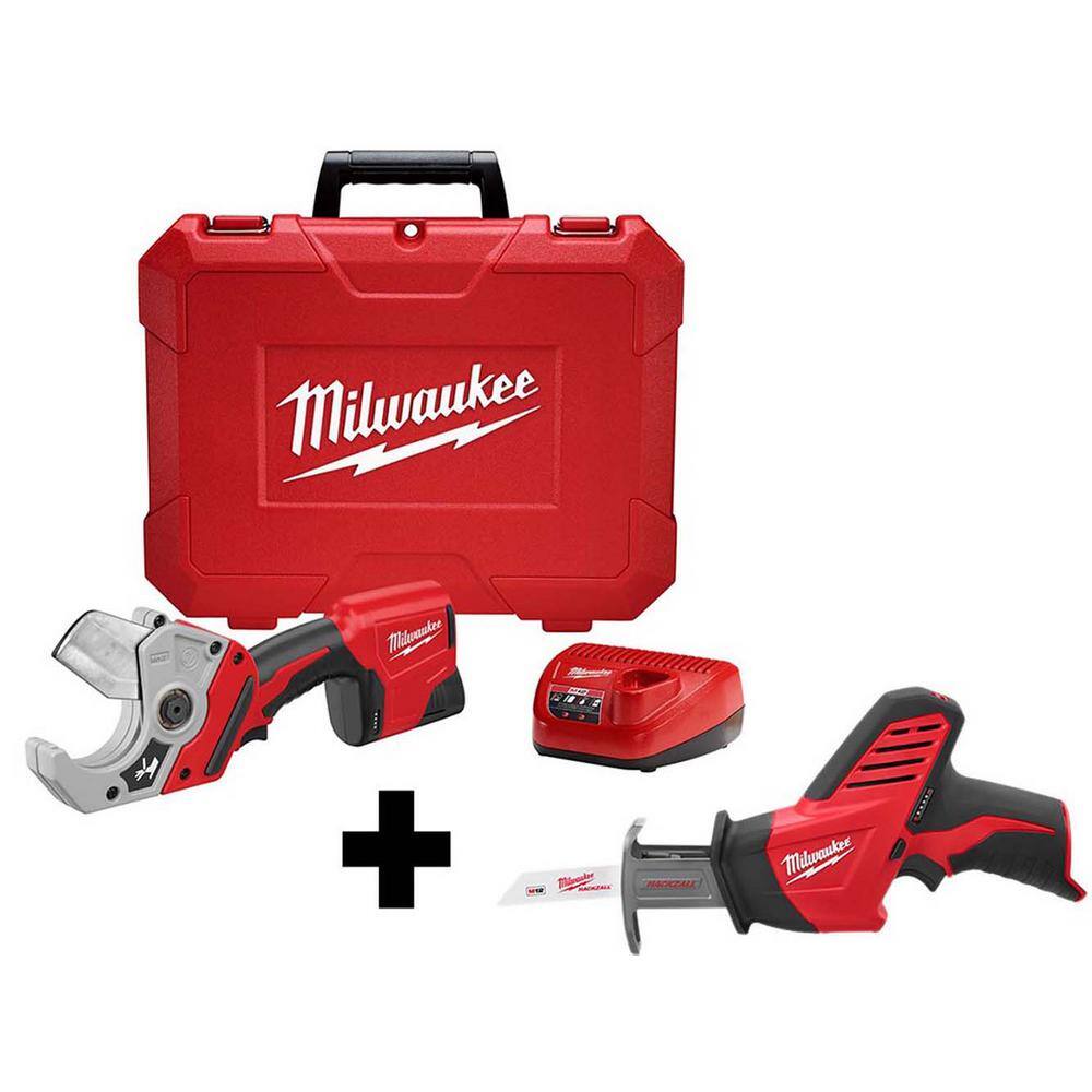 MW M12 12V Lithium-Ion Cordless PVC Shear Kit W M12 HACKZALL Reciprocating Saw 2470-21-2420-20