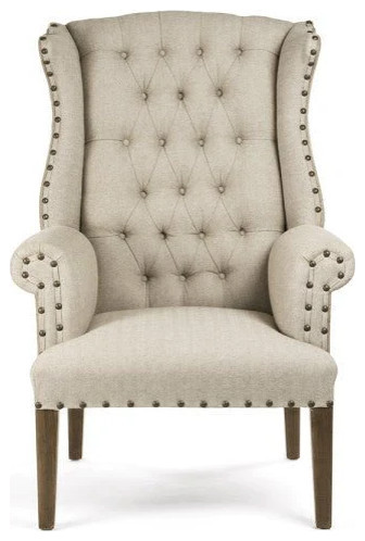 Alfred Tufted Wingback Chair   Transitional   Armchairs And Accent Chairs   by Rustic Home Furniture Deco  Houzz