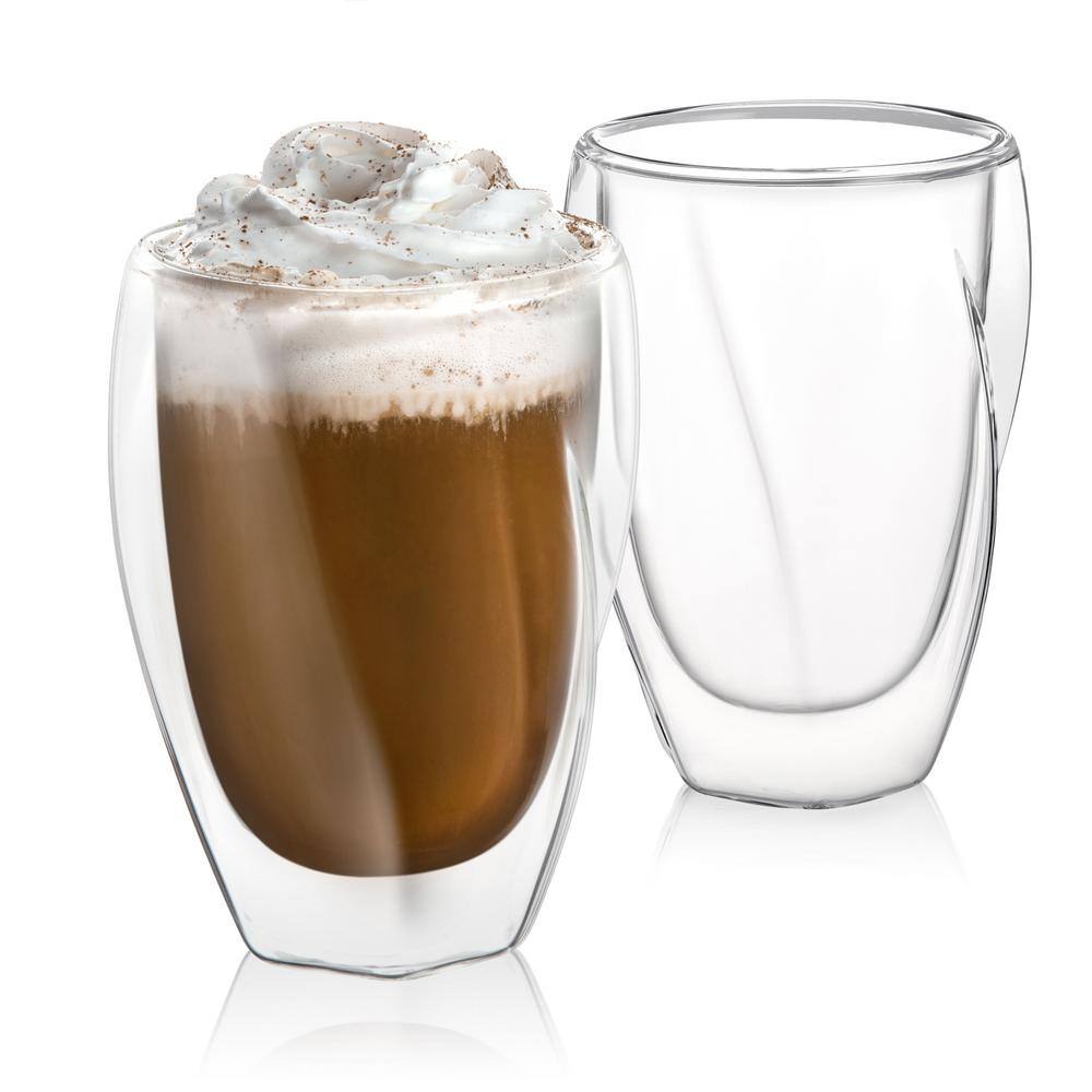 JoyJolt Lacey 10 oz. Insulated Coffee Glasses (Set of 2) JG10236