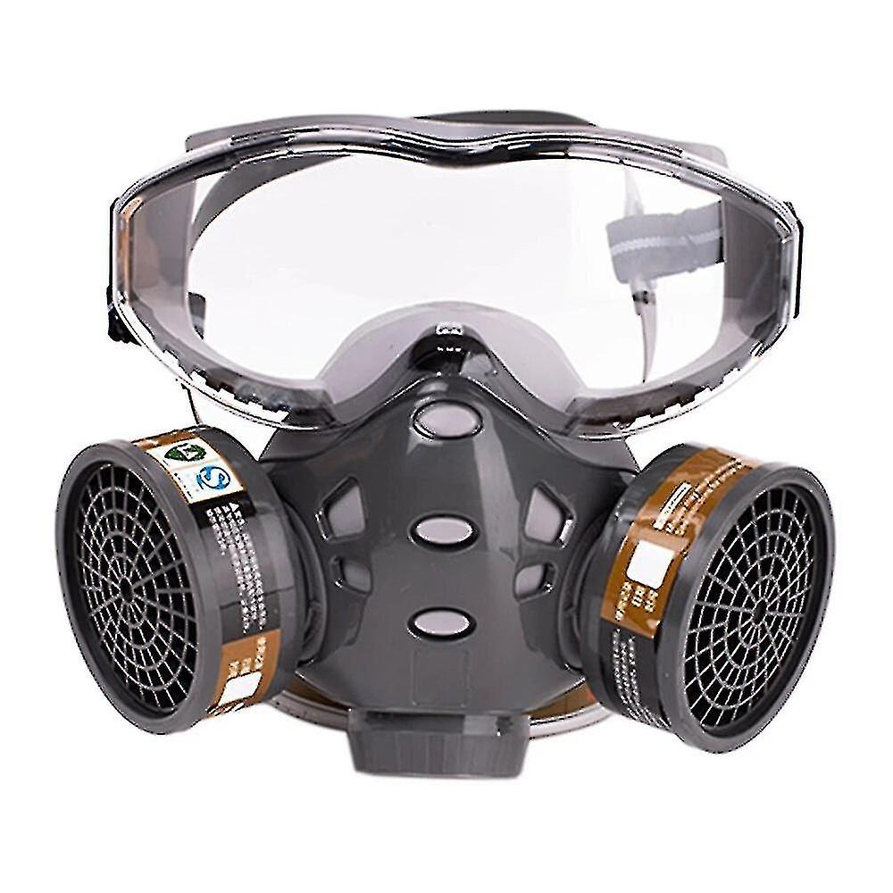 Gas Mask With Safety Goggles， Dust Respirator With Activated Carbon Filter， Reusable