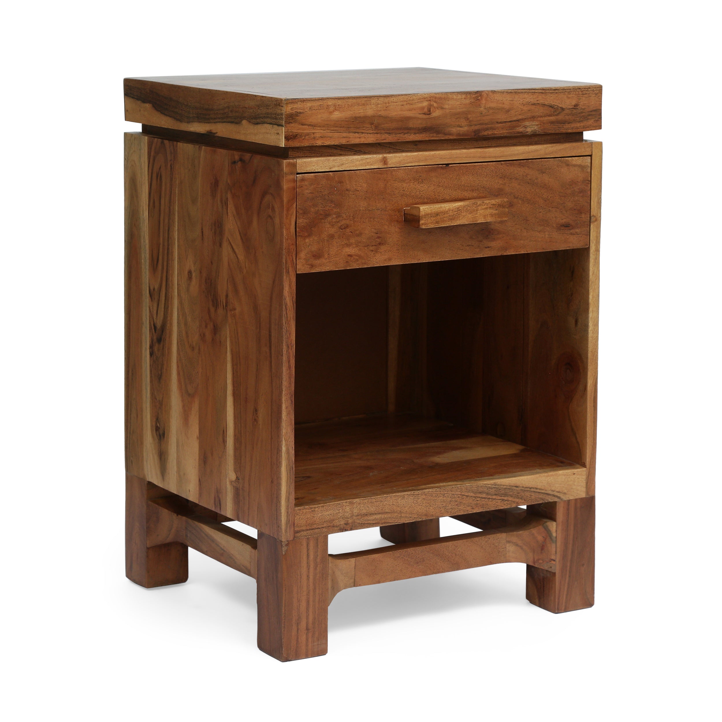 Lindale Boho Handcrafted Acacia Wood Nightstand