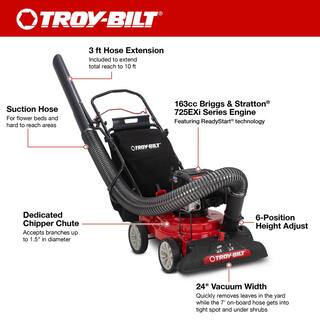 Troy-Bilt 24 in. Leaf Vacuum Head 1.5 in. Chipping Capacity Self-Propelled Gas Powered Chipper Shredder Vacuum CSV070B