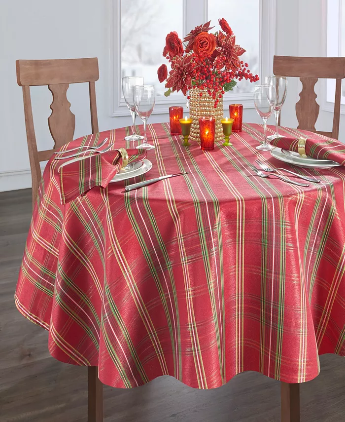 Elrene Shimmering Plaid Tablecloth - 60 x 84 Oval