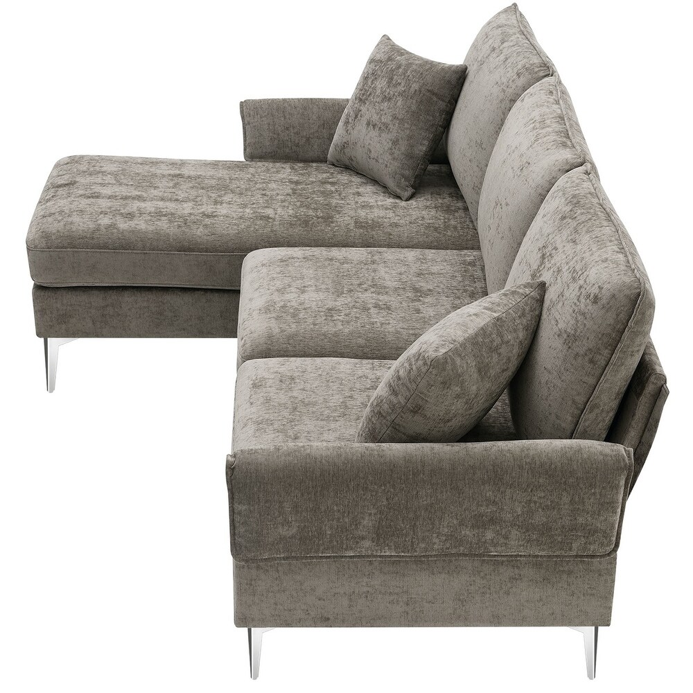 Merax Modern Chenille L Shaped Sofa Couch with Reversible Chaise Lounge