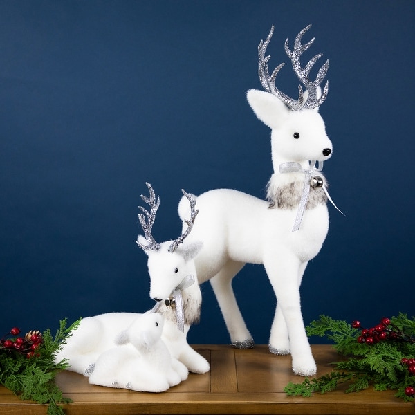 Laying Reindeer Mom and Calf Christmas Figurine