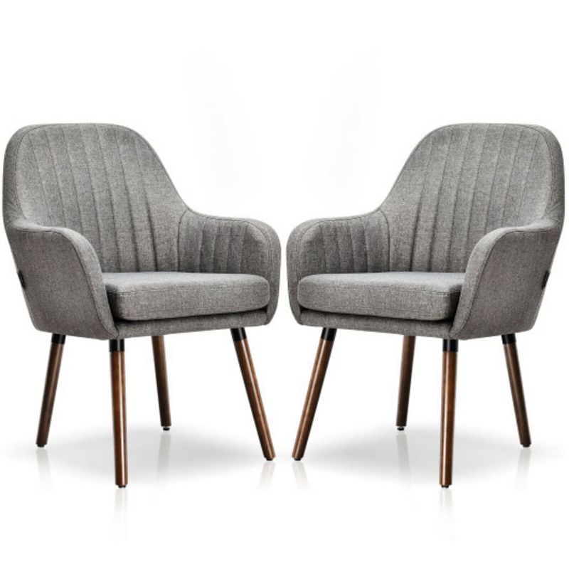 Set of 2 Accent Chairs with Wooden Legs