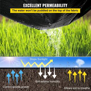 VEVOR 3 ft. x 300 ft. Weed Barrier 5.8 oz. Heavy-Duty PP Material Weed Barrier Landscape Fabric Ground Cover for Garden Black FCBY33005.8OZ8WBLV0