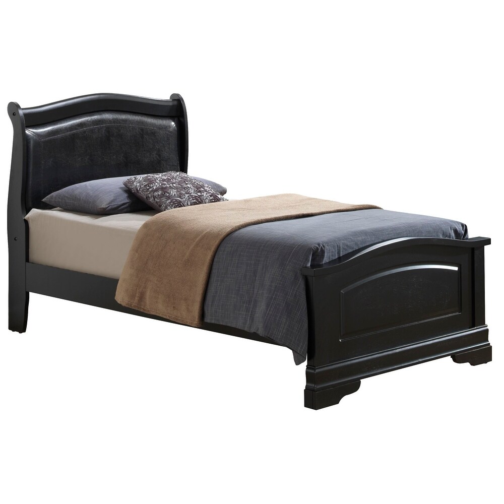 Louis Phillipe Faux Leather and Wood Bed