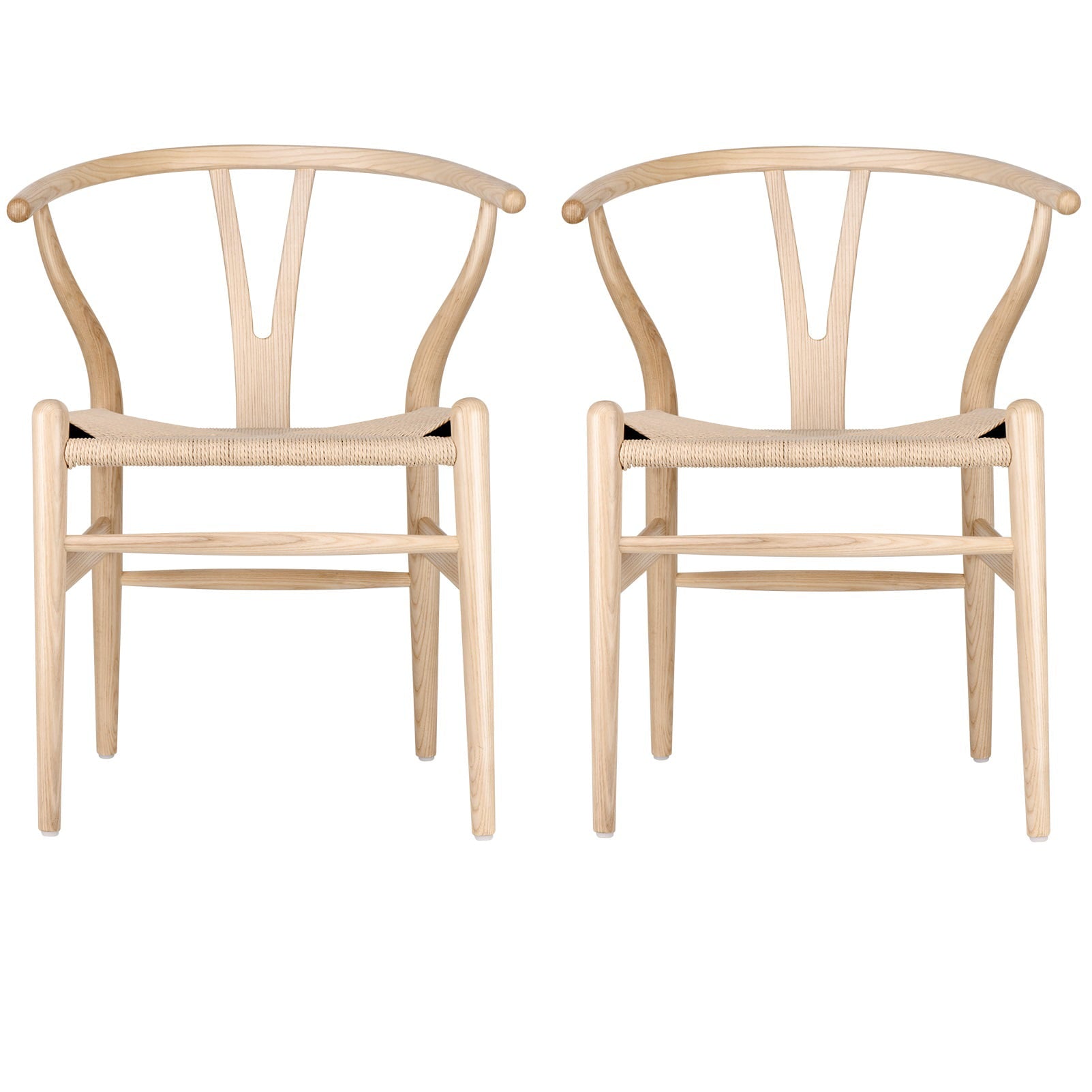 Tomile Weave Dining Chair Ash Wood Wishbone Chair， set of 2 Natural