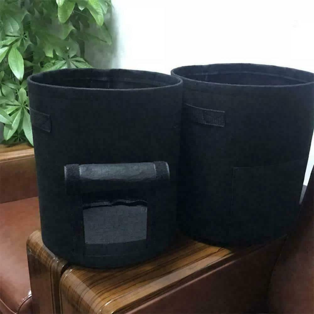 Cubilan 7 Gal. Black Non Woven Potato Grow Bags， Potato Potting Bags With Handle And Flap Lid (4-Pieces) 638356952