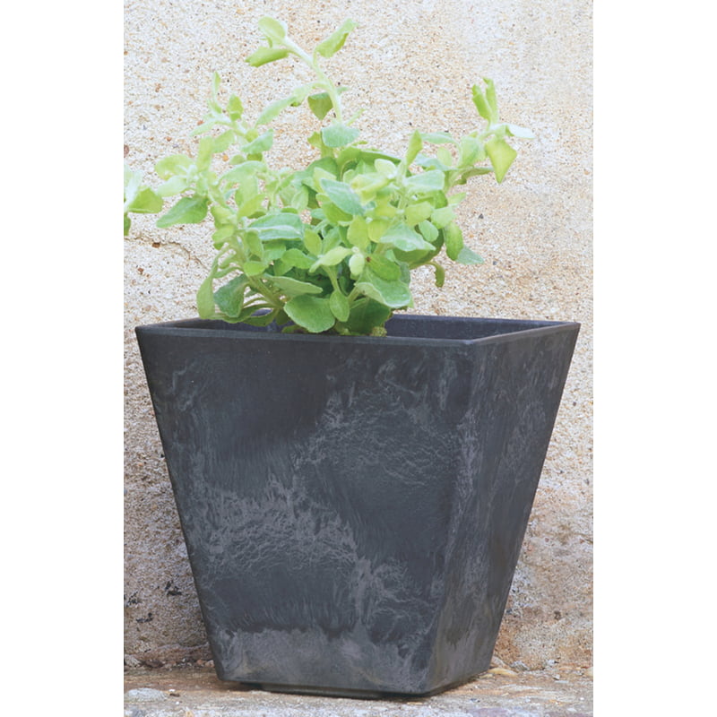 Novelty Black ArtStone Ella Square Planter - 12 Inch