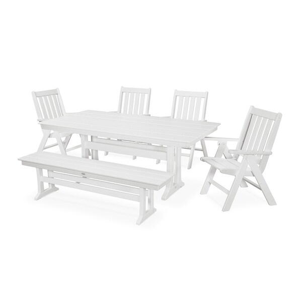 POLYWOOD Vineyard 6Piece Farmhouse Folding Dining Set with Bench