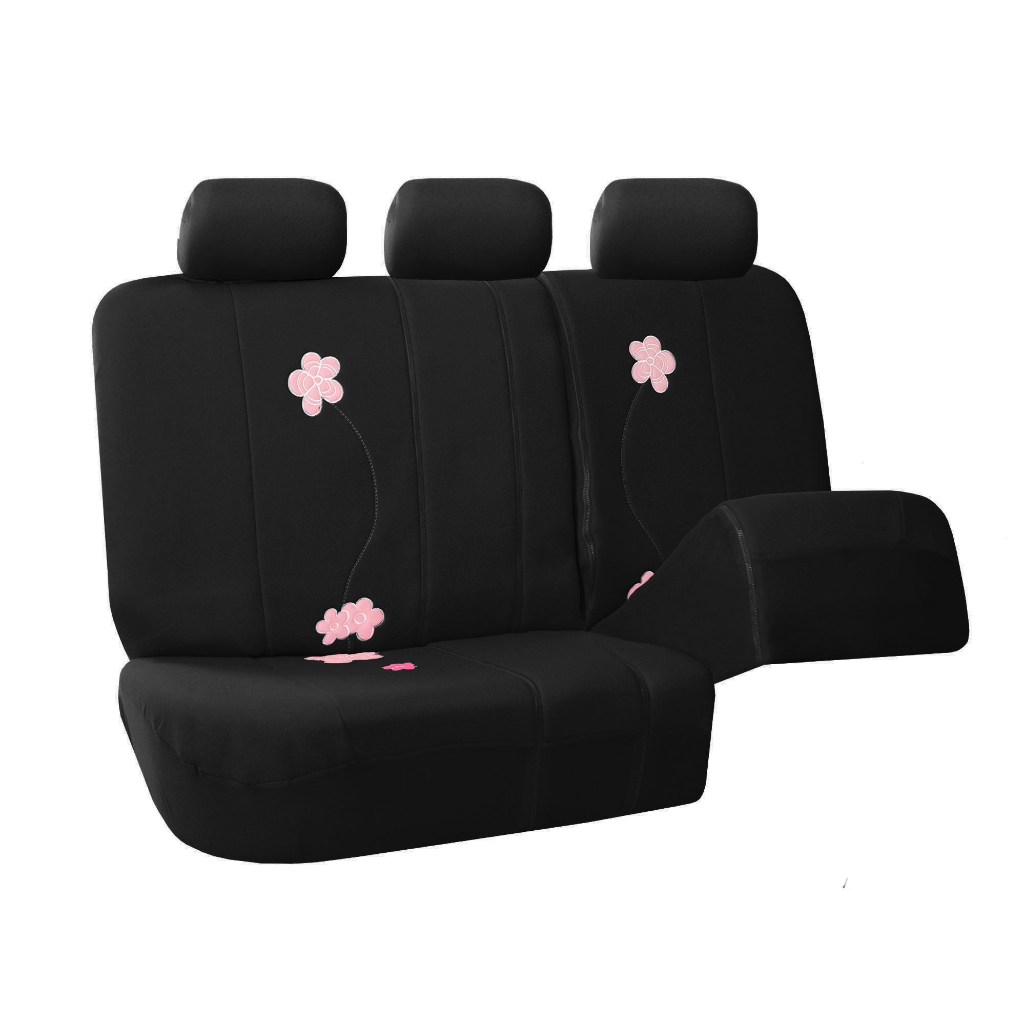 TLH Black Floral Seat Covers Full Set， Universal Fit for Cars， Auto， SUVs