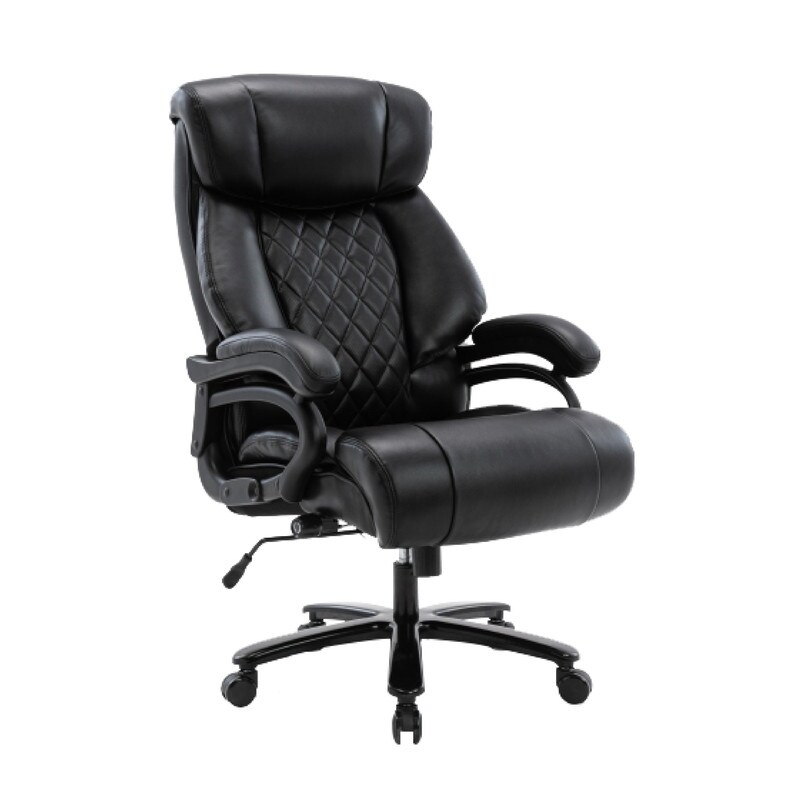 comfy large gaming chair Black lumbar support Leather executive chair