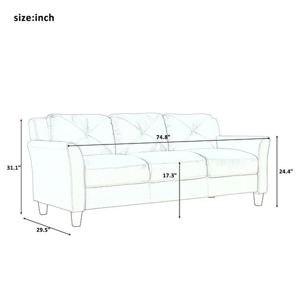 3 Pcs Sets Sofa Polyester Blend Button Tufted Loveseat and Armchair