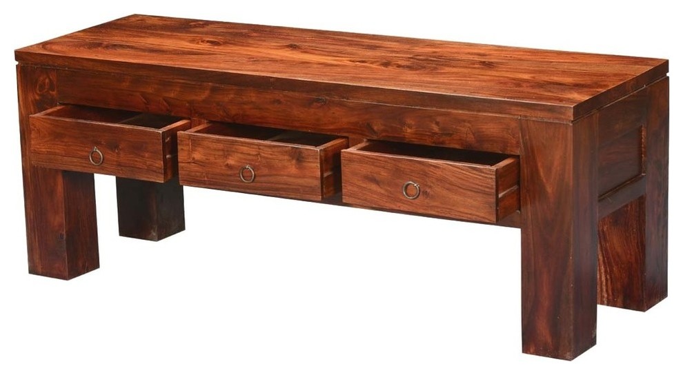 Mission Modern Solid Wood Hidden Drawers Coffee Table   Transitional   Coffee Tables   by Sierra Living Concepts Inc  Houzz