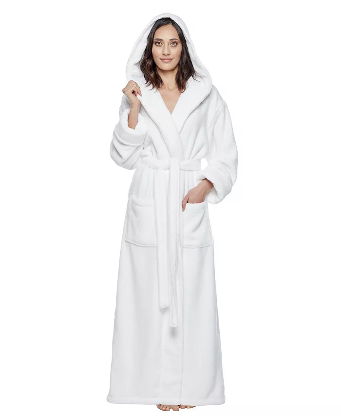 ARUS Women's Ankle Length Hooded Low Twist Soft Turkish Cotton Bathrobe