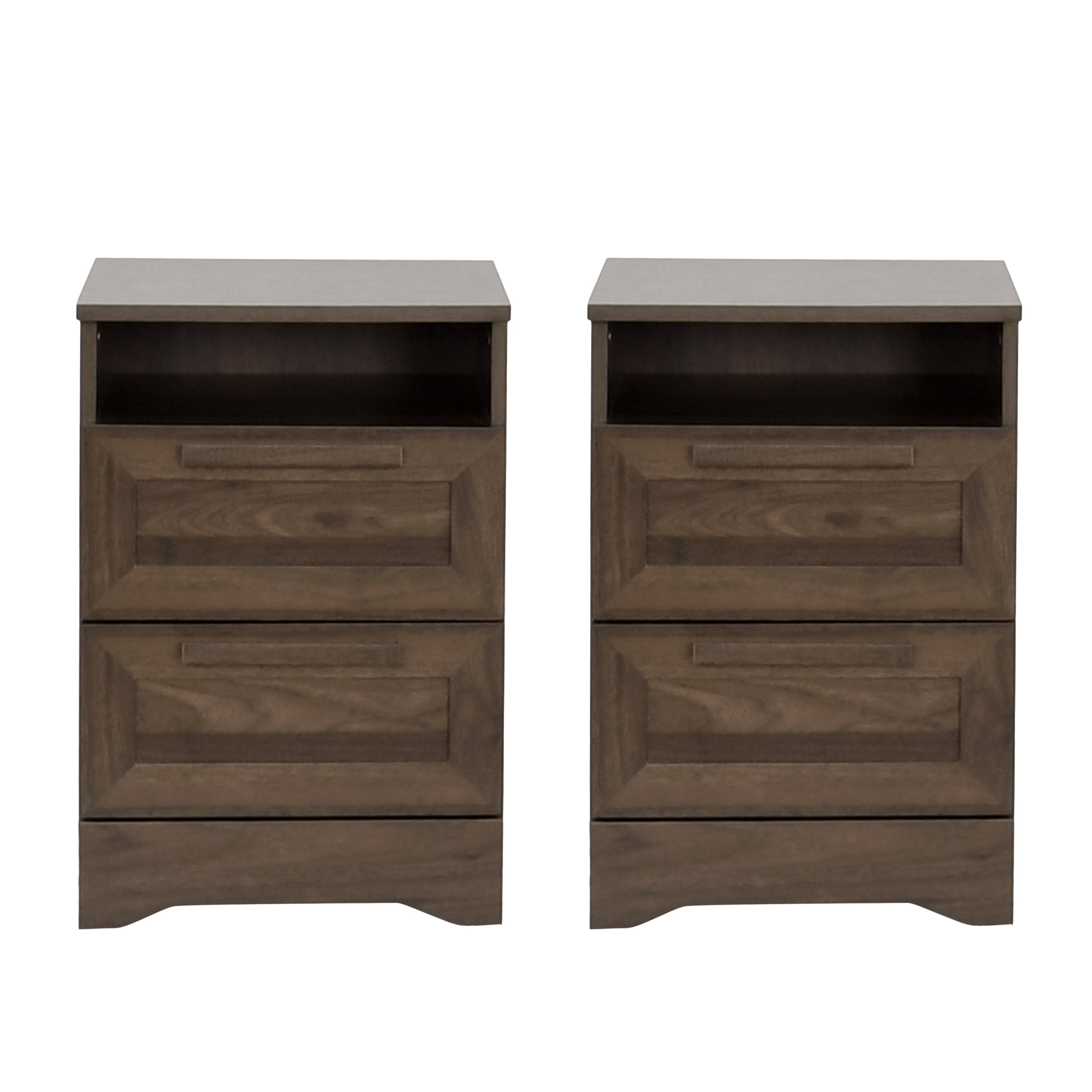 Broxon Rustic 2 Drawer Nightstands, Set of 2