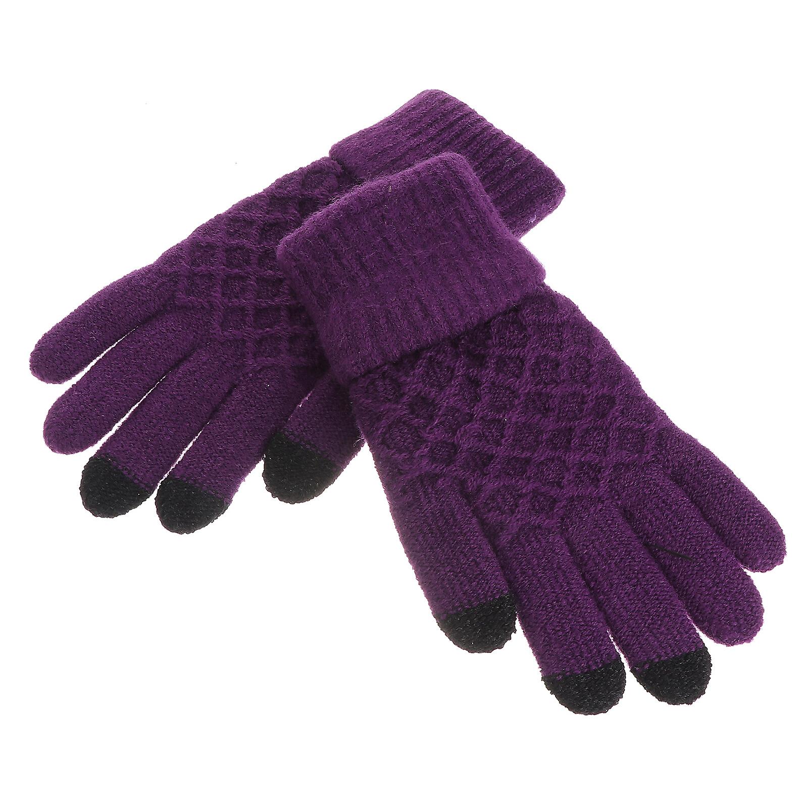 Pair Of Wool Knitted Gloves For Touch Screen Cellphone / Tablet / Mp5