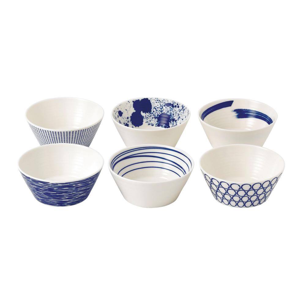 Royal Doulton Pacific Mixed Patterns 6.8 fl. oz. Blue and White Porcelain Tapas Bowl (Set of 6) 40009467